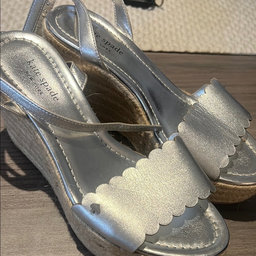 Kate Spade Shimmering Silver Wedge Heels